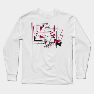 Abstract digital art number 7 - black and bordeaux Long Sleeve T-Shirt